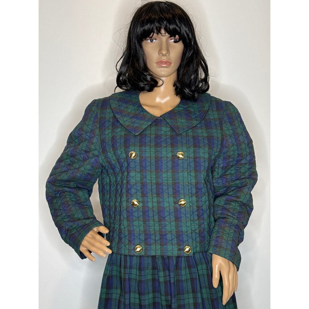 Vintage Cullinane Quilted Plaid Jacket & Skirt Set preppy Made in USA medium - Picture 3 of 14